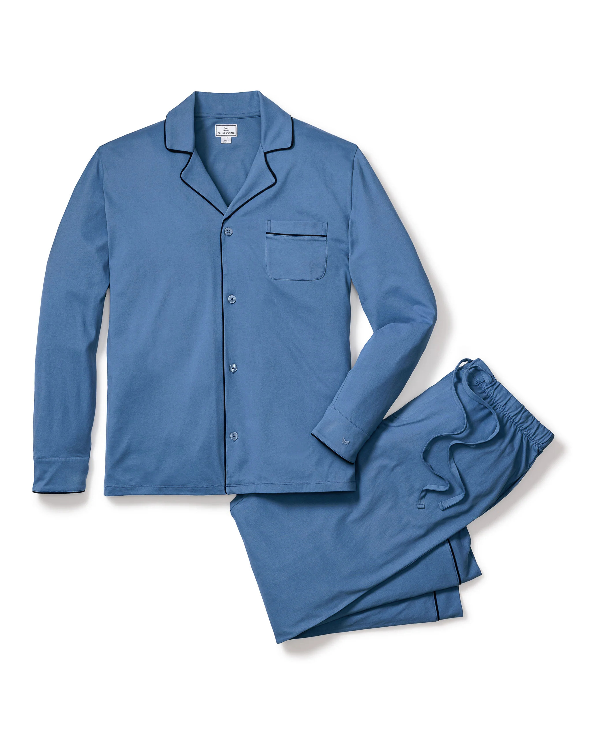 Men's Pima Pajama Set in Mystique Blue | Petite Plume