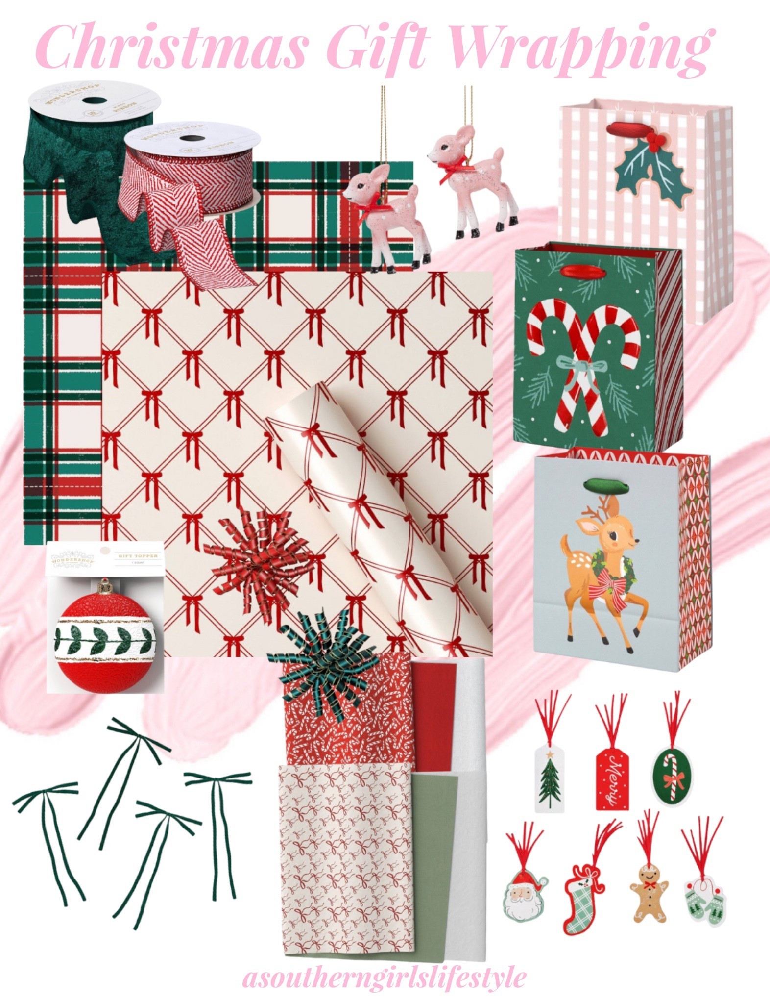 Traditional Wrapping with a dash of Pink (which can easily be left out) When I saw the Plaid Paper I instantly thought of my childhood! 

Plaid Wrapping Paper, Bow Wrapping Paper, Green Velvet Ribbon, Chevron Grosgrain Ribbon, Reindeer for Toppers, Pink Plaid Bag, Candy Cane Gift Bag, Reindeer Bag, Curly Stick on Bows, Ornament Topper, Green Bows, Candy Cane Tissue Set, Bow Tissue Set & Gift Tags - linked more bags

Christmas Gift  

#LTKGiftGuide #LTKSeasonal #LTKHoliday