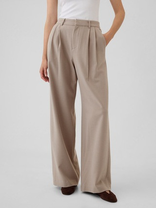 365 High Rise Brushed Twill Pleated Trousers | Gap (US)