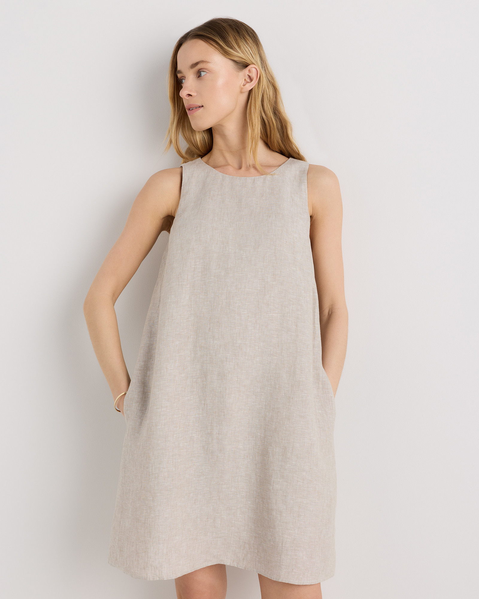 Quince | Women's 100% European Linen Tank Top Mini Dress in Black, Size XS | Quince