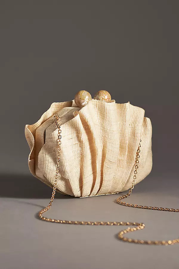 POOLSIDE Origami Scallop Straw Clutch | Anthropologie (US)