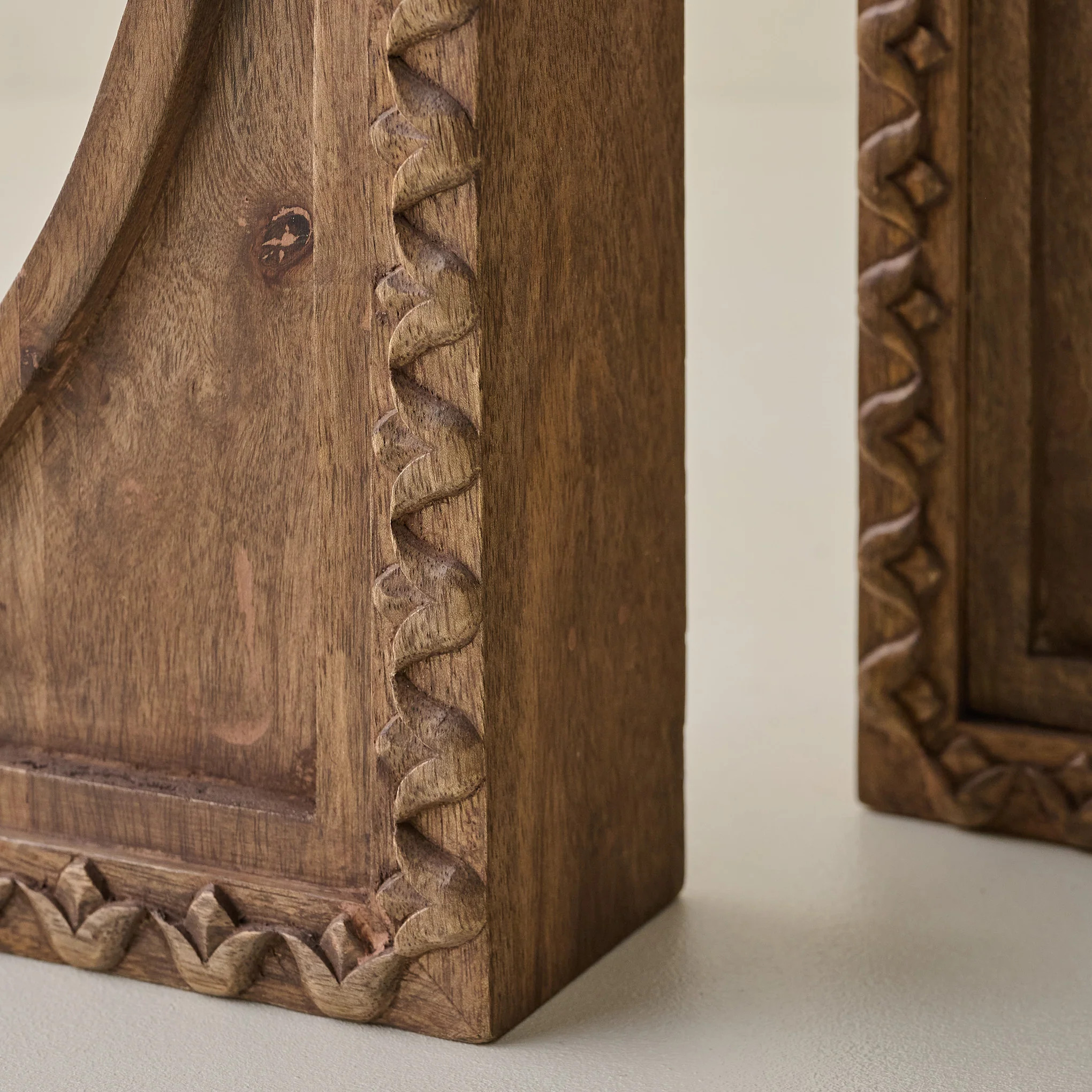 Warren Hand Carved Wood Bookends | Magnolia