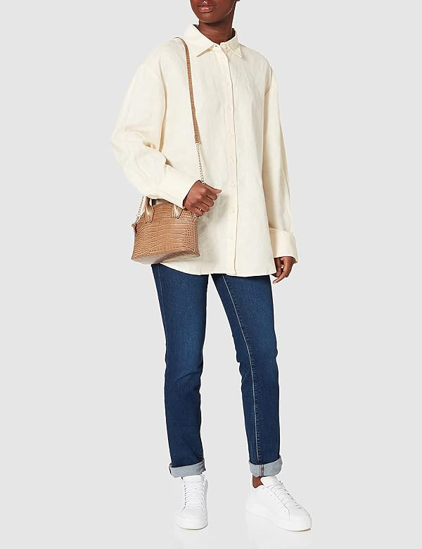 NA-KD Women's Oversized Linen Shirt Button | Amazon (UK)