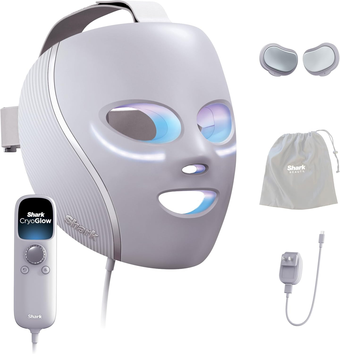 Shark CryoGlow LED Face Mask with Under-Eye Cooling, Anti-Ageing & Blemish Repair, Red & Blue LED, Infrared Light Therapy, USB-C, Remote Control, Storage Bag, Lilac Chill, FW312PL | Amazon (US)