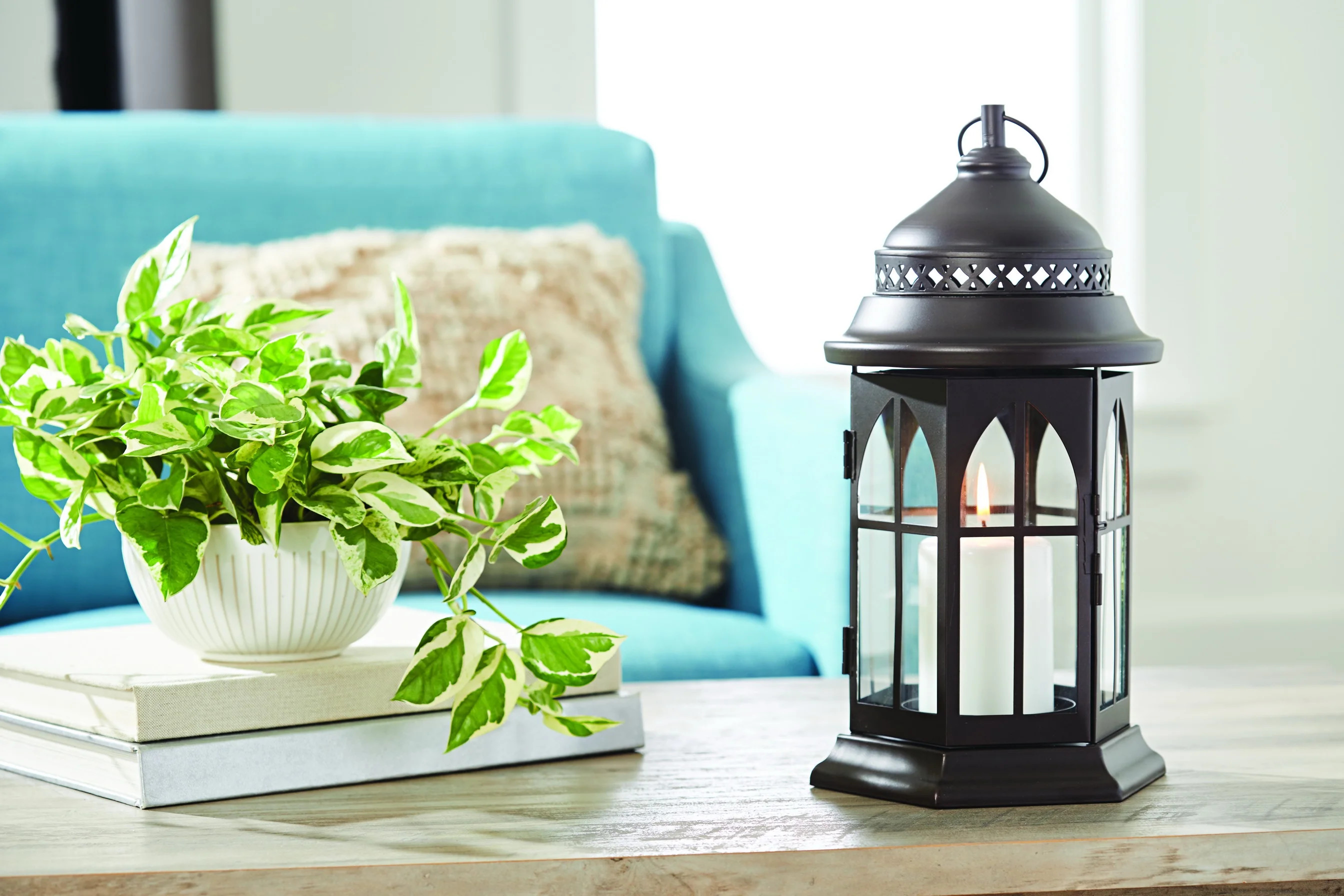 Better Homes & Gardens Metal and Glass Candle Holder Lantern, Bronze | Walmart (US)