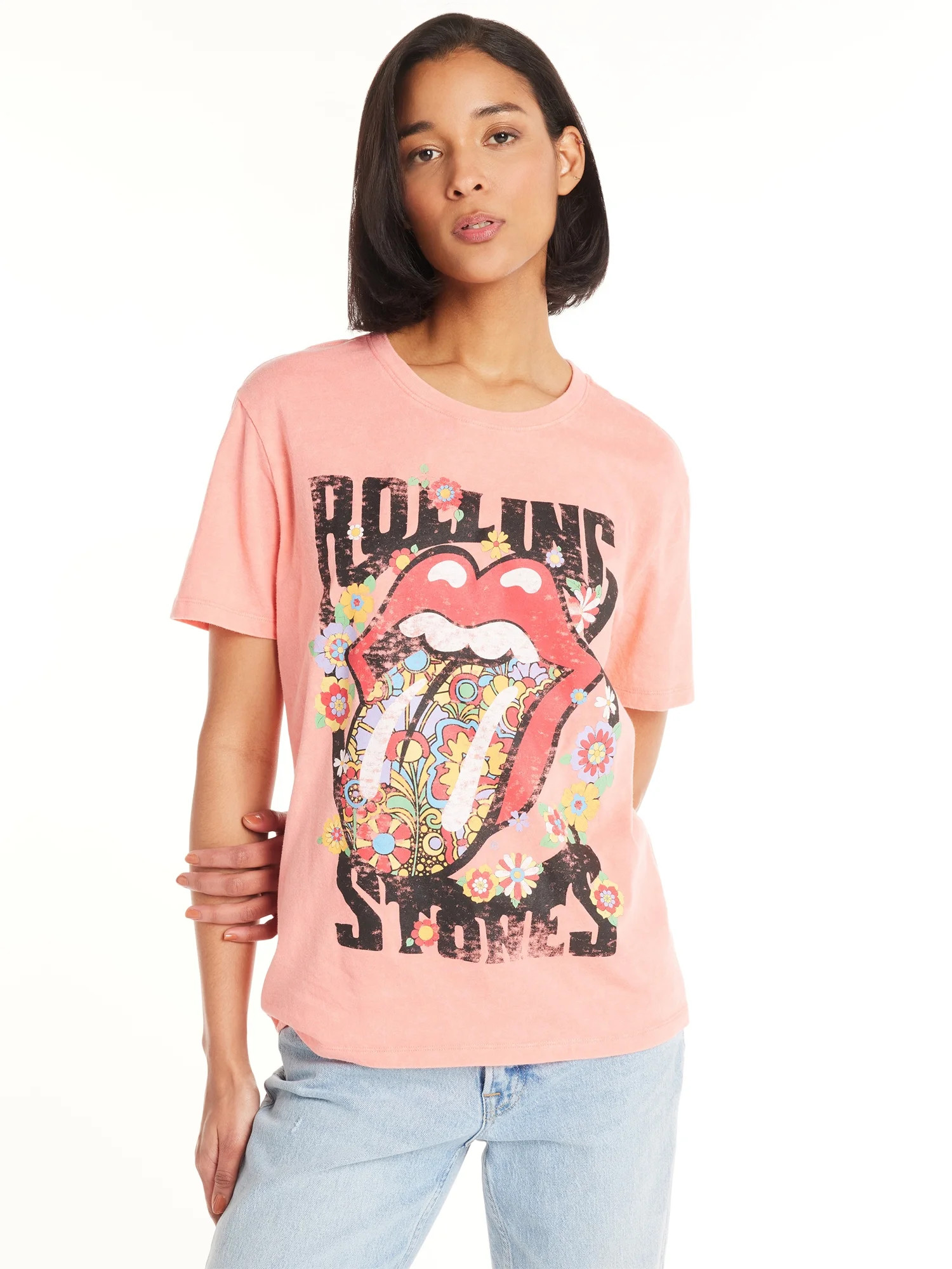 Time and Tru Rolling Stones Women's Graphic T-Shirt with Short Sleeves, Sizes XS-XXXL | Walmart (US)
