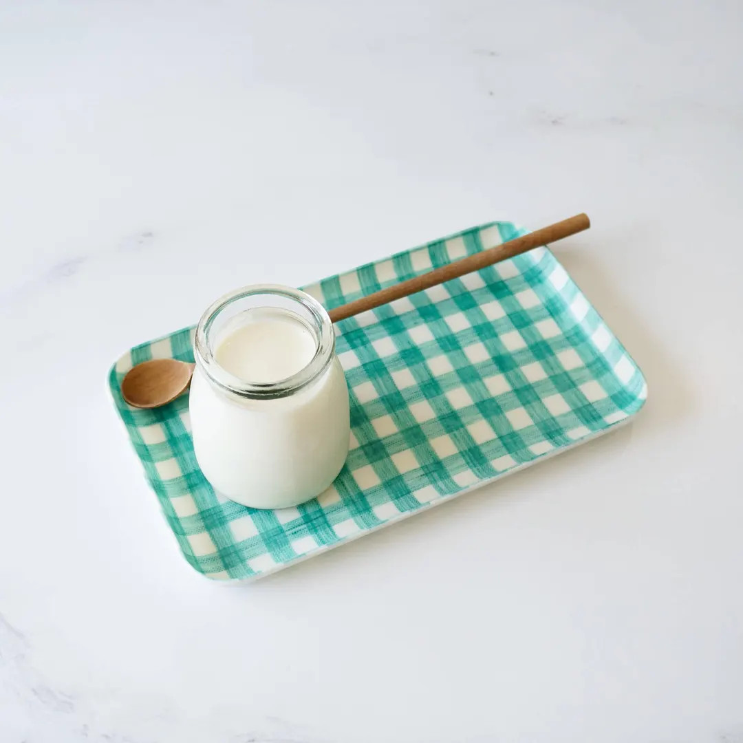 Green Gingham Check Linen Coated Tray - 2 Sizes | Fog Linen Work | Serving Tray | Food Trays | De... | Etsy (US)