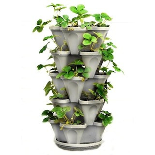 12 in. x 5.5 in. Stone Plastic Vertical Stackable Planter (5-Pack) | The Home Depot