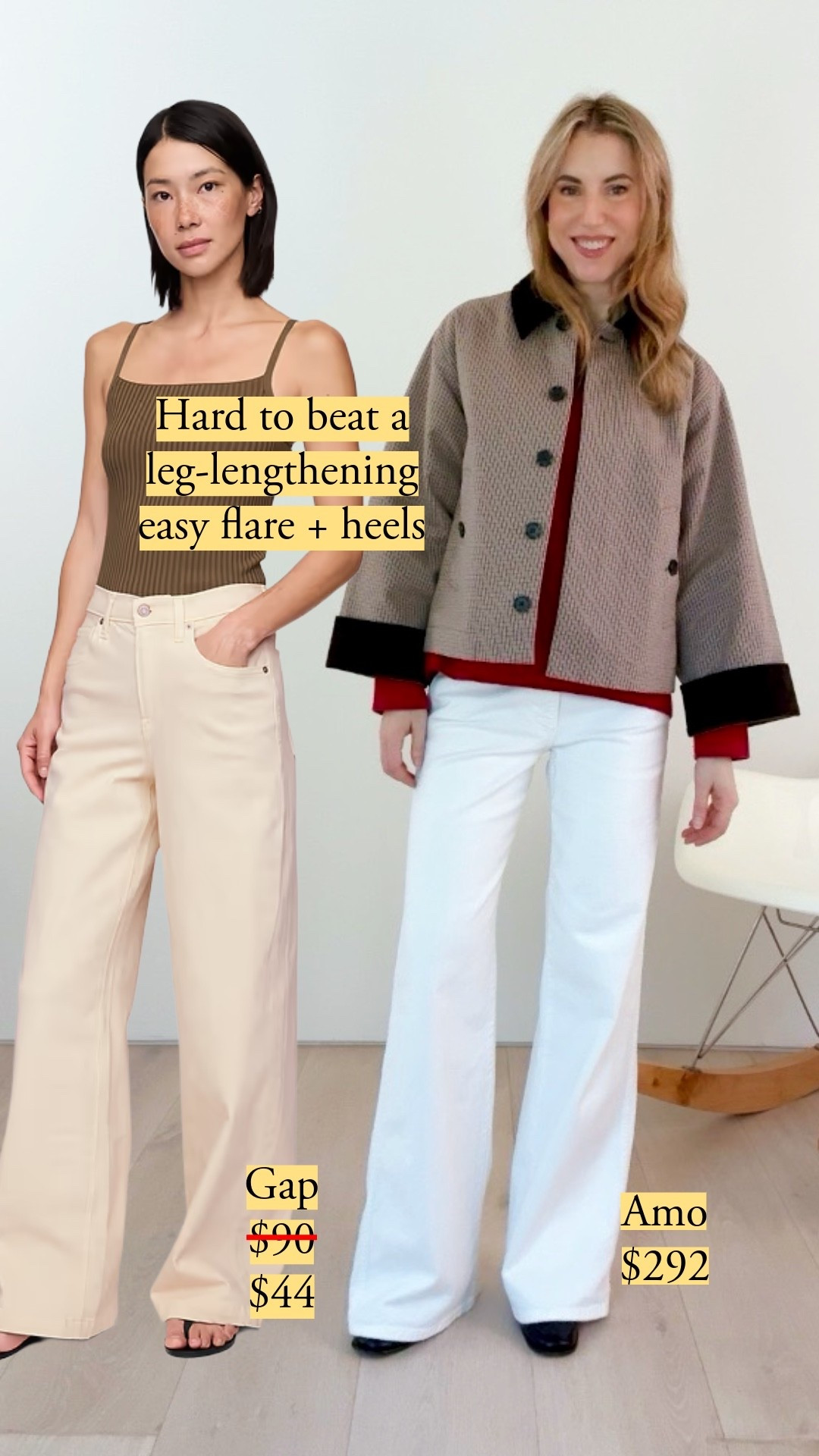 I wear this cut a lot, from Gap's jeans (TTS) to these from Amo. Relaxed thigh for a modern ease, but enough definition to feel confident, beautiful, and comfortable on a date night. I'm wearing a pair of Prada 3" heels that are OOS, so I'm adding alternatives.

#LTKootd #LTKSeasonal