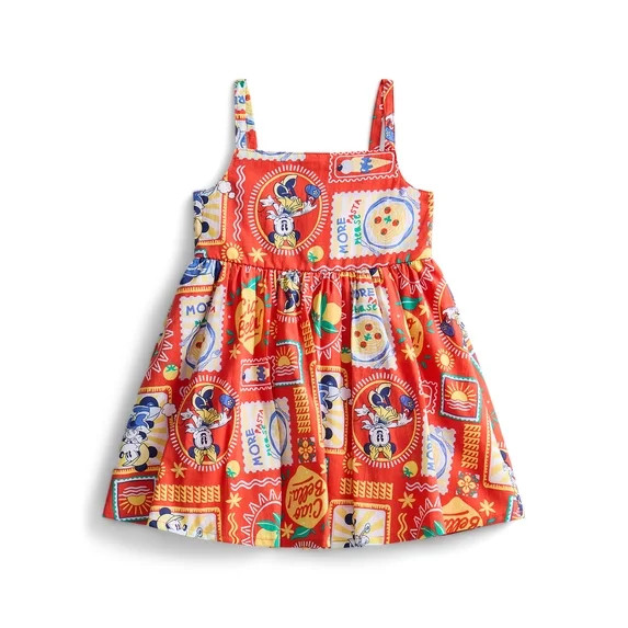 Minnie and Friends Vestido sin Mangas para Niñas Pequeñas con Estampado por Toda la Prenda, Tal... | Walmart (US)