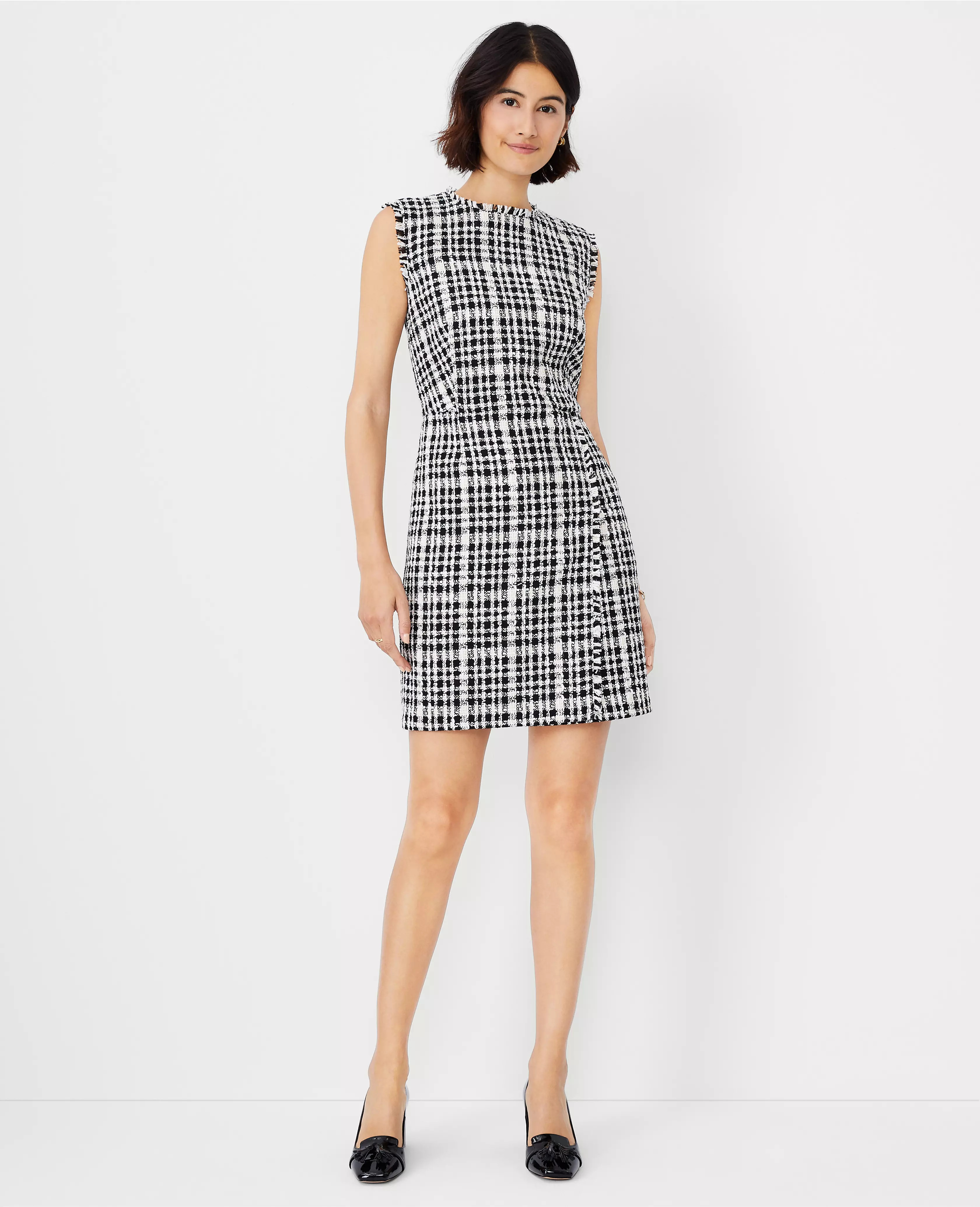 Fringe Tweed Flare Dress | Ann Taylor (US)