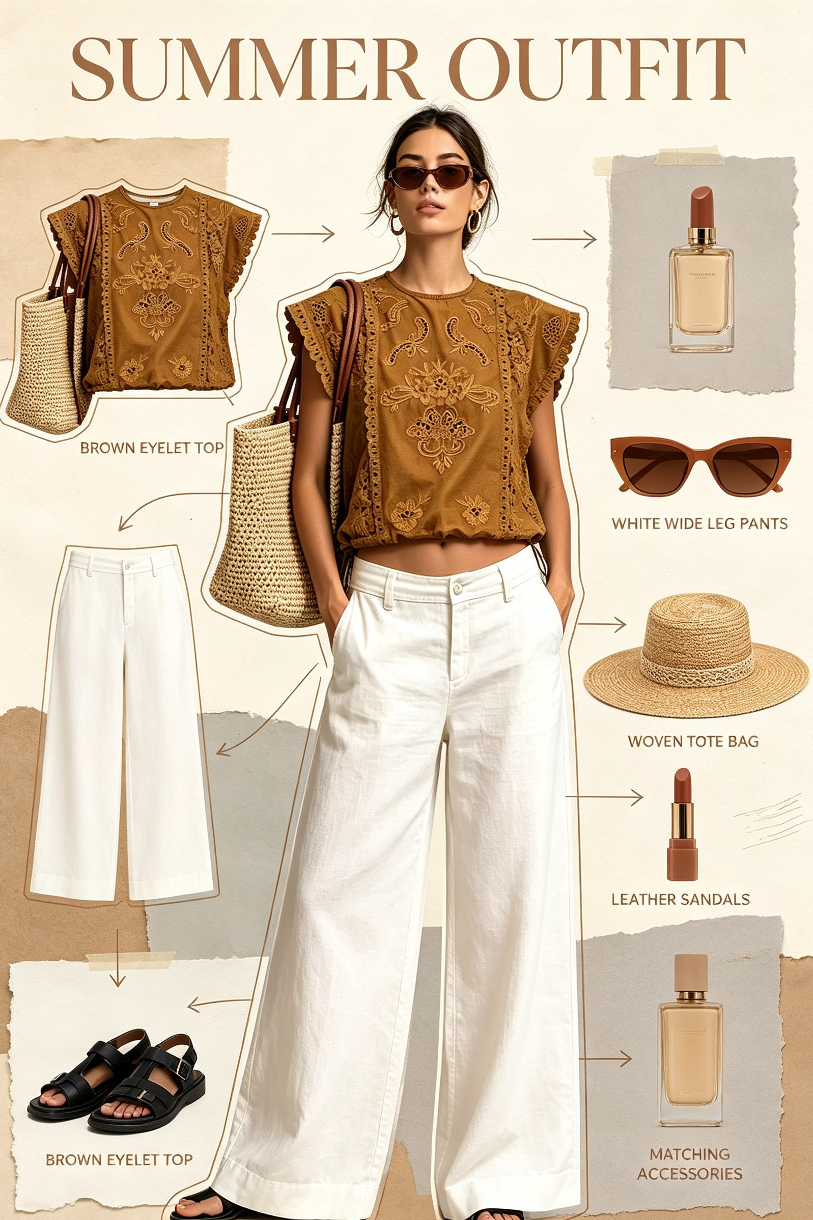 Neutral Summer Boho Everyday Outfit | Eyelet Top & White Linen Pants Look
#BohoSummerOutfits
#WhiteWideLegPants
#NeutralWardrobeEssentials 

 #LTKootd #LTKOver40 #LTKWorkwear