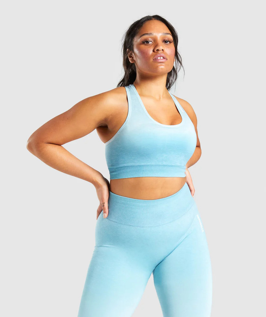 Gymshark Adapt Ombre Seamless Sports Bra - Light Blue Marl/Light Blue | Gymshark (Global)