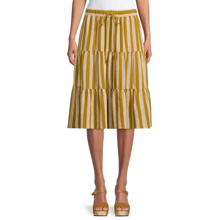 The Get Women's Pull-on Tiered Midi Skirt - Walmart.com | Walmart (US)