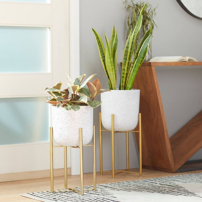 Set of 2 Metal Planters Gold/Speckled White - Olivia & May | Target