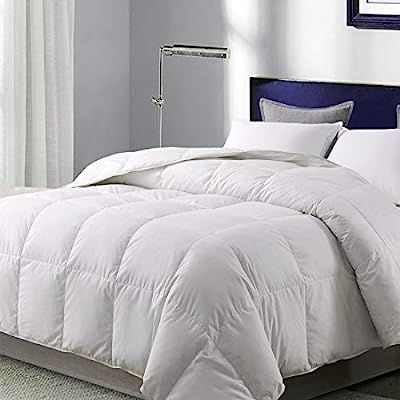 WhatsBedding 100% Cotton Down Comforter White Goose Duck Down and Feather Filling - Thin Lightwei... | Amazon (US)