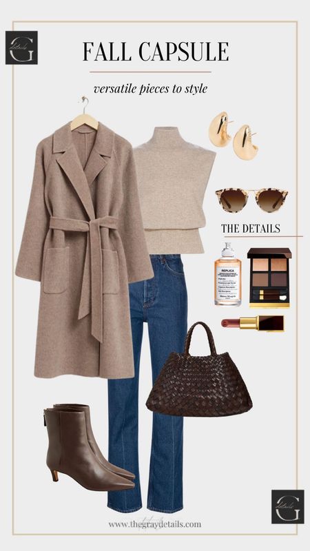 Fall capsule outfit

Reformation sleeveless sweater
Reformation jeans
Coat
Jcrew boots 
Brown bag

#LTKshoecrush #LTKitbag #LTKover40