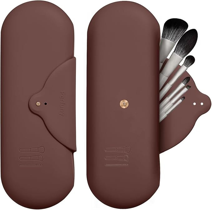 Perfuny Travel Makeup Bag Makeup Brush Holder Silicone Makeup Brush Pouch Cosmetic Bag Makeup Bru... | Amazon (US)