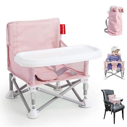 Tiny Marvels Portable Booster Seat, Foldable Baby High Chair with Removable Tray, Safety Harness ... | Amazon (US)