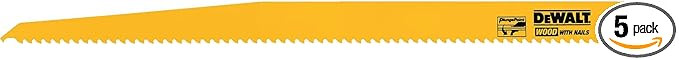 DEWALT Reciprocating Saw Blades, Bi-Metal, 12-Inch, 6 TPI, 5-Pack (DW4804) | Amazon (US)