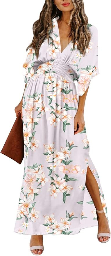 Meenew Women's Summer Maxi Dress Party Vacation High Slit Loose Long Beach Dress at Amazon Women... | Amazon (US)