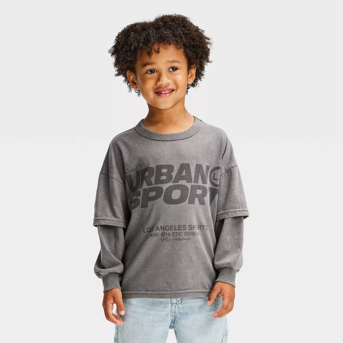 Grayson Threads Mini Toddler Boys' Urban Sport Long Sleeve T-Shirt - Gray 2T | Target
