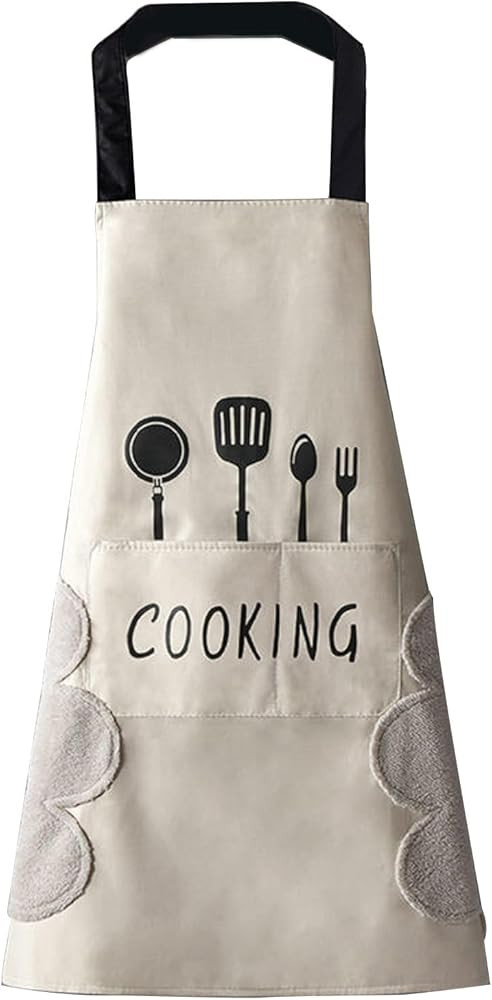 DILLMAN Women Kitchen Apron with Hand Wipe Pockets，Big Pocket,Hand-wiping, Waterproof for Cooki... | Amazon (US)