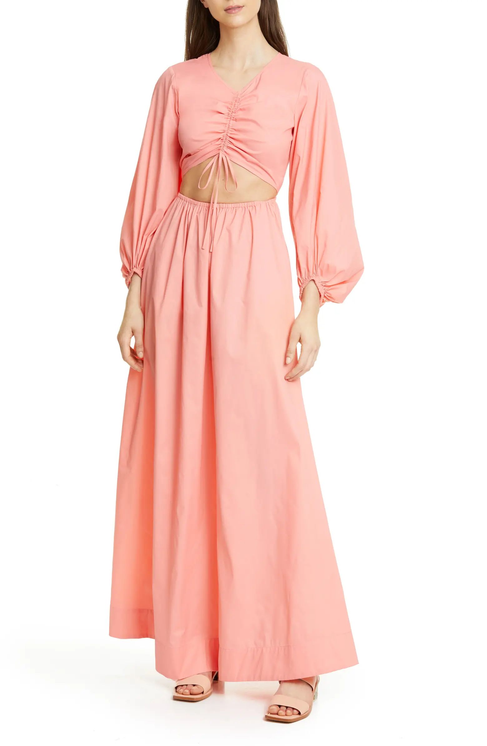 Tangier Cutout Long Sleeve Nylon Maxi Dress | Nordstrom