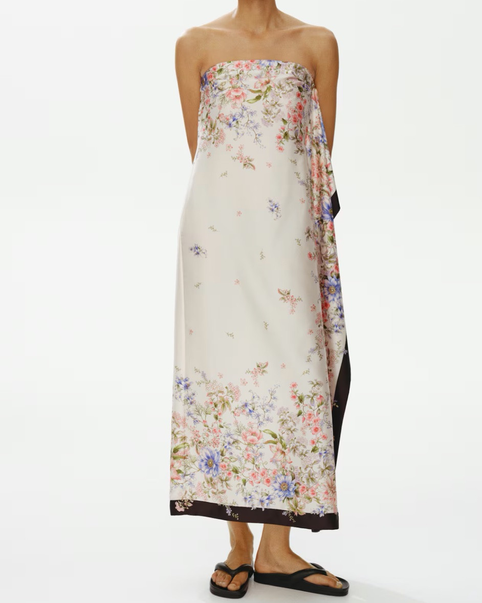 Satin scarf strapless midi dress

#LTKSeasonal