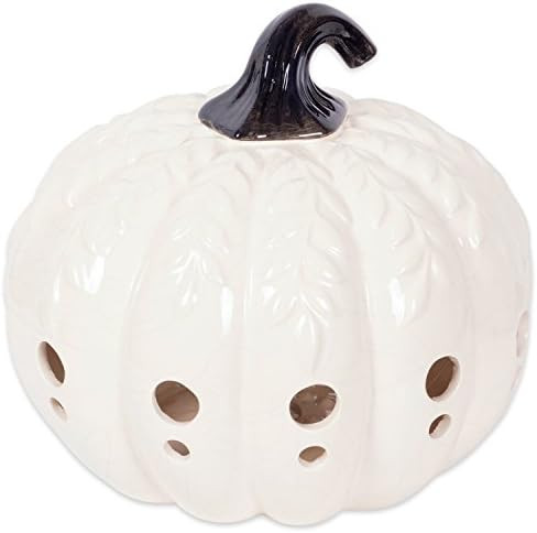 DII Fall Farmhouse Décor Ceramic LED Lantern Indoor Halloween Décor, 9x9x7.5, Large White Pumpk... | Amazon (US)