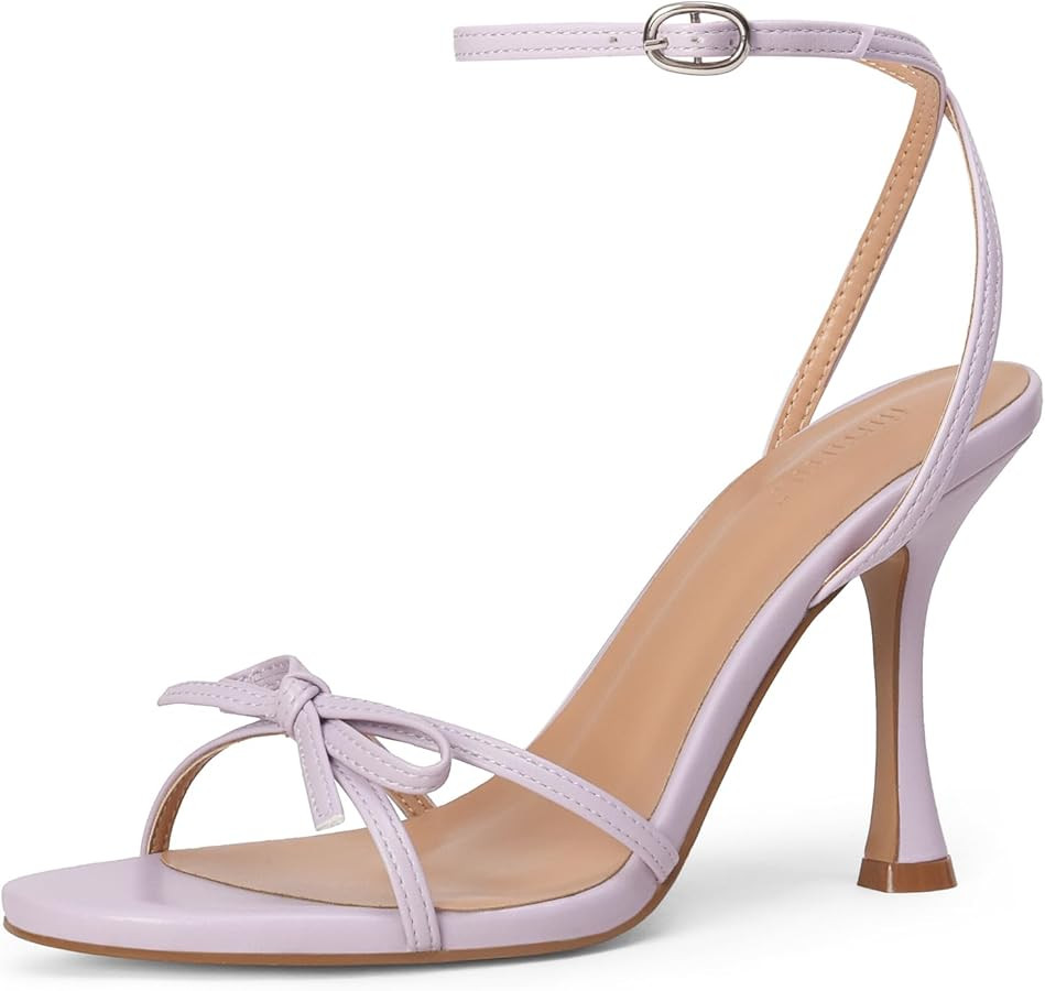 iiimmu Women's Bow Heels 4 IN Stiletto Heeled Sandals for Women Round Open Toe Sandals Elegant Su... | Amazon (US)