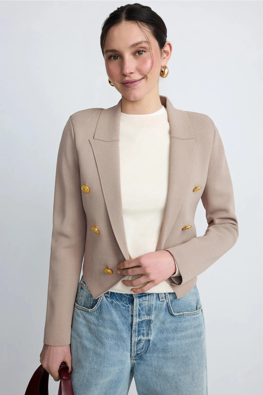 L'agence Elio Cropped Knit Blazer | Rent the Runway