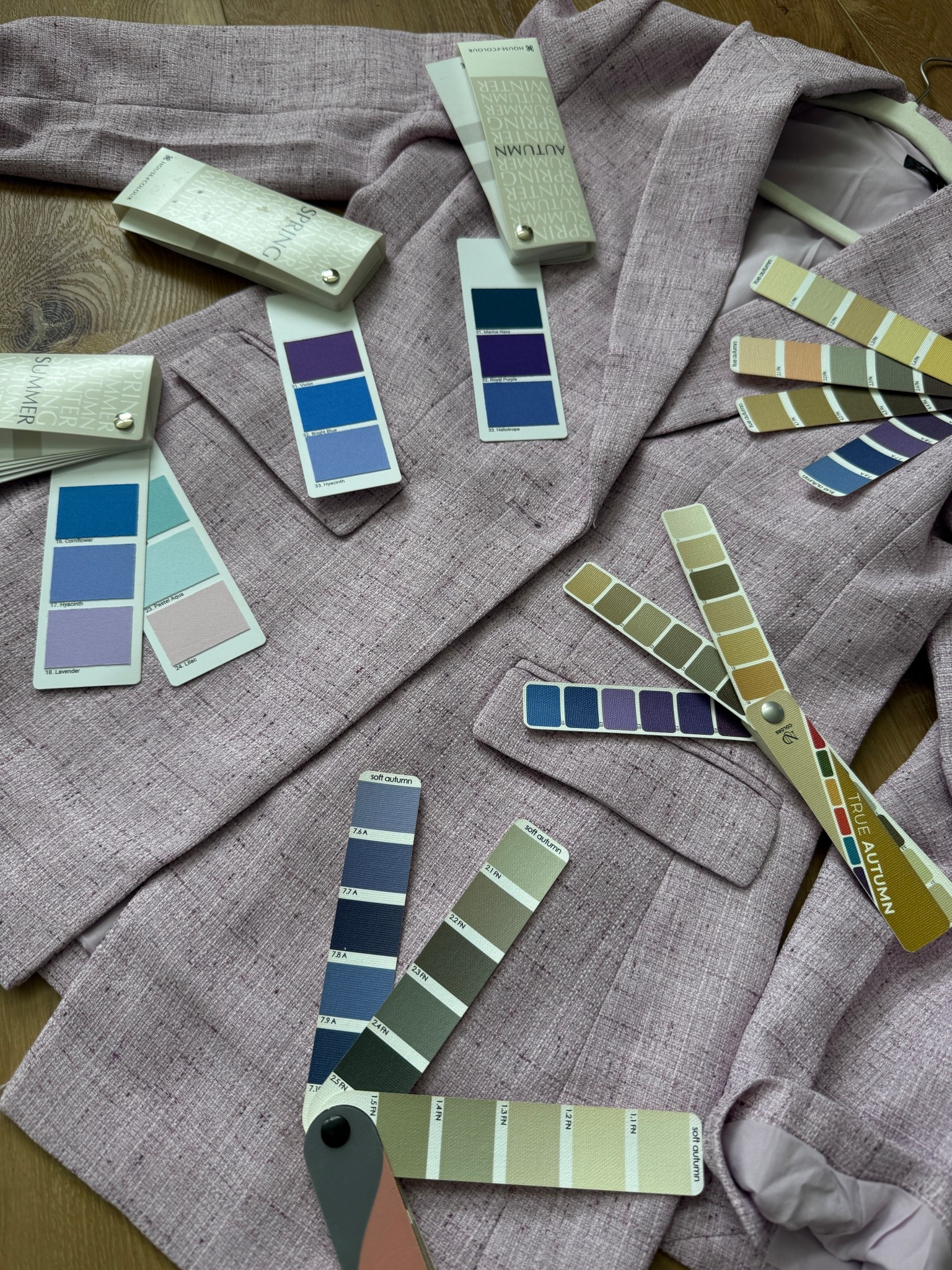 Purples have always been a bit of a mystery in the color analysis world.

If you follow a four season system, you know the range of purples is HIIGHLY underrepresented. 

I grabbed this Ann Taylor blazer because as an autumn, I was noticing so much of my closet was mid-value colors (which are my best) but that I needed some variety so that I could have some options to create more medium contrast looks.

IMO - this is where this color fits:
- it’s a warm leaning purple, putting it in the spring and autumn range
- chroma is medium - while the color itself is relatively clear, the tweed details soften the overall appearance, however IRL I wouldn’t consider it a “soft” color
- value is low (light). This for sure makes it work for our light and true springs. But if you are like me and want/need value contrast, this color also would be a great option for true autumns.


#LTKootd #LTKgrwm #LTKdayinmylife