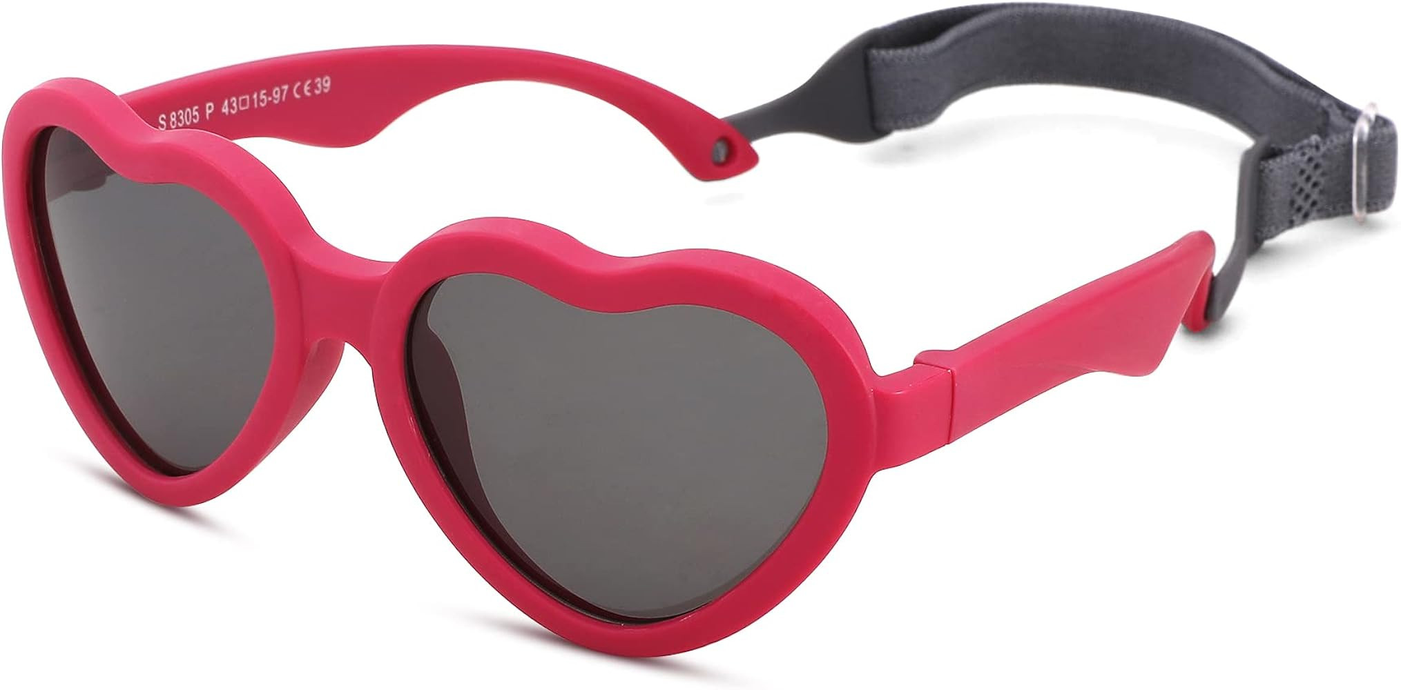 Melpomenia Heart Shaped Baby Polarized Sunglasses with Strap Adjustable Unbreakable Shades for Ne... | Amazon (US)