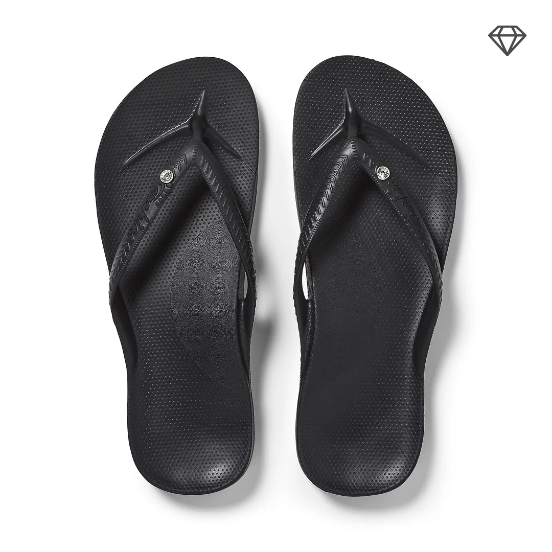 Arch Support Flip Flops - Classic - Crystal Black | Archies Footwear US