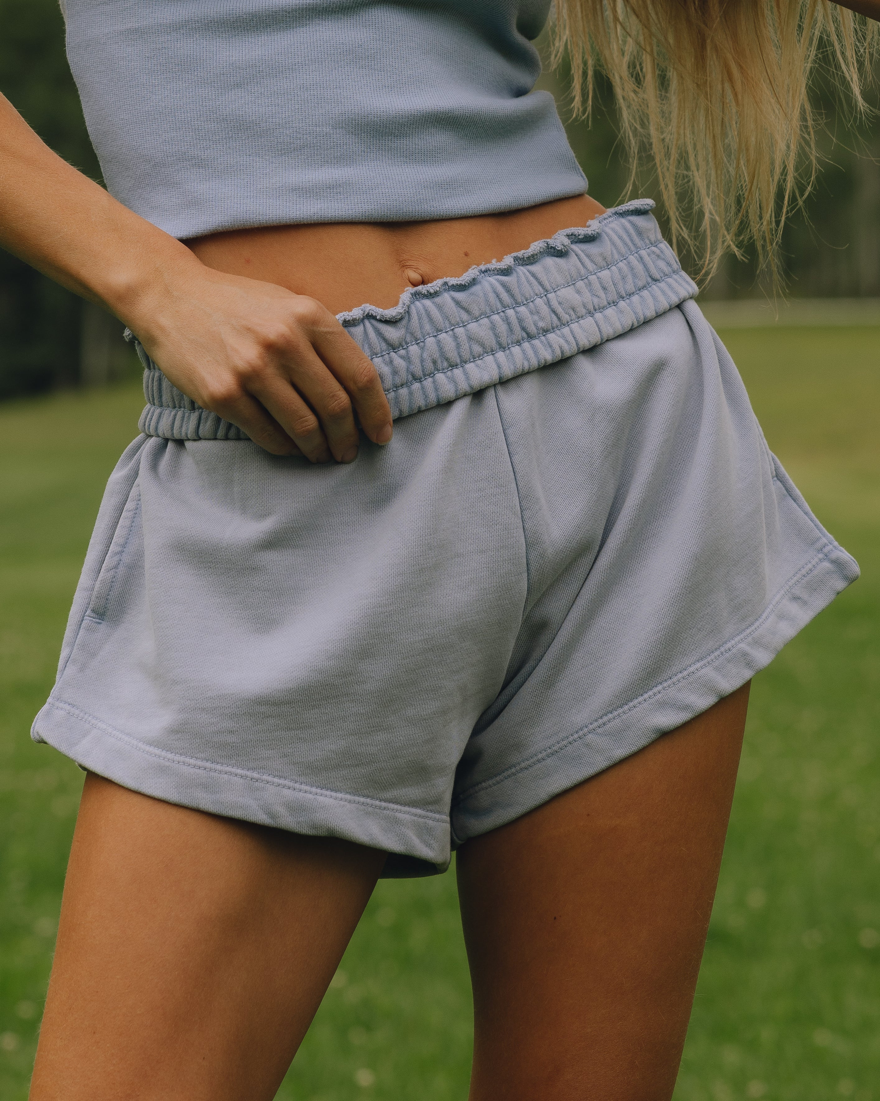 Super Shorts - Sunbleached Mist with Bandana Patch | Daily Drills LLC