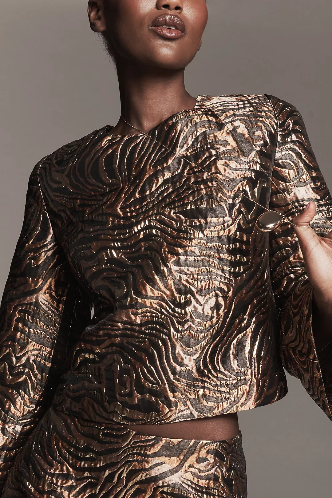 English Factory Bell-Sleeve Zebra Print Top | Anthropologie (US)