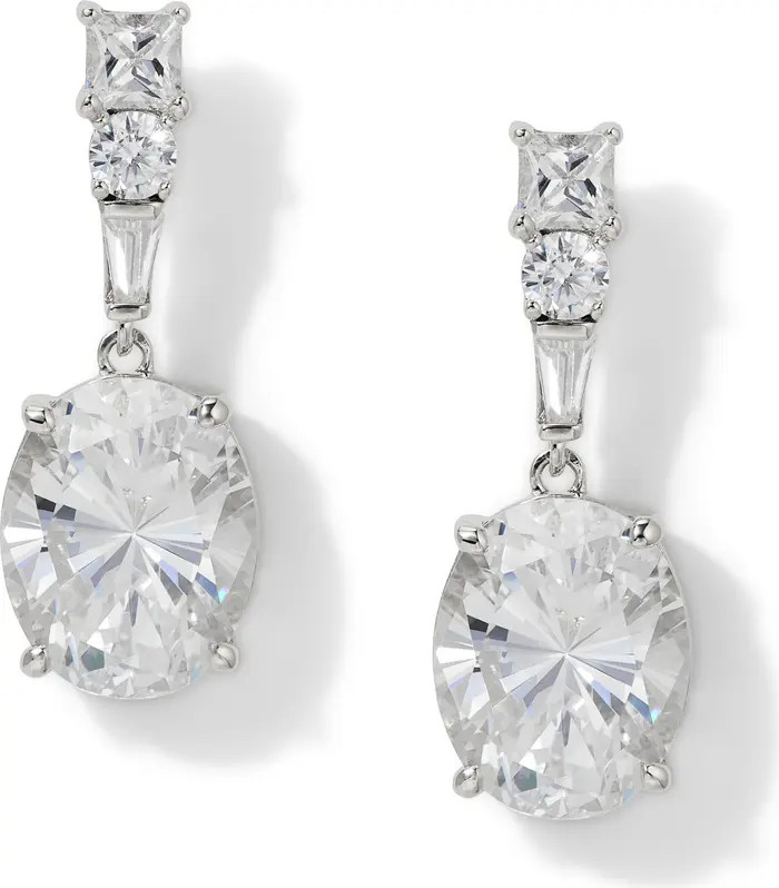 Delphine Oval Cubic Zironia Drop Earrings | Nordstrom
