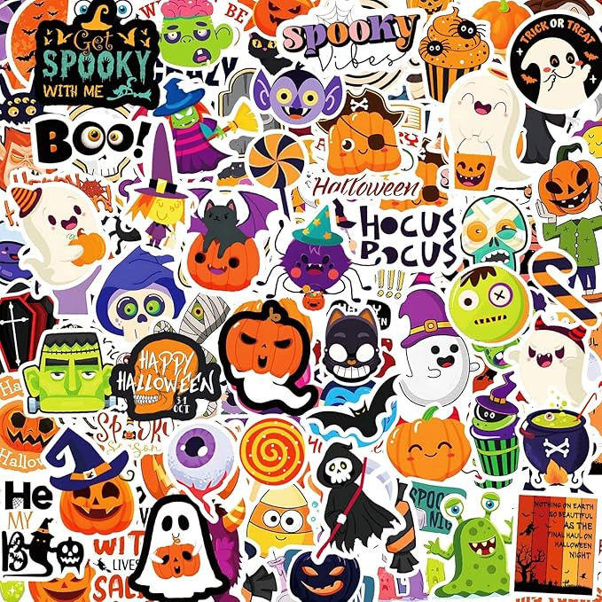 200PCS Halloween Stickers for Kids Teens Adults, Vinyl Waterproof Decorating Stickers for Hallowe... | Amazon (US)