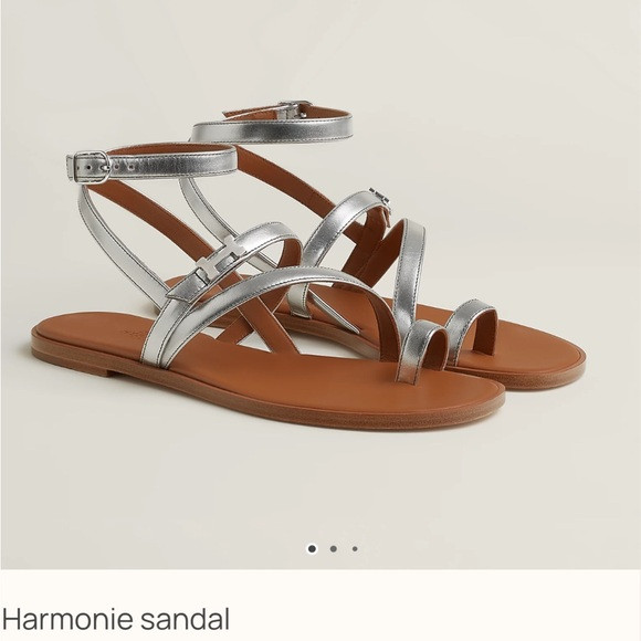 Hermes Harmonie Silver Sandals size 37 | Poshmark