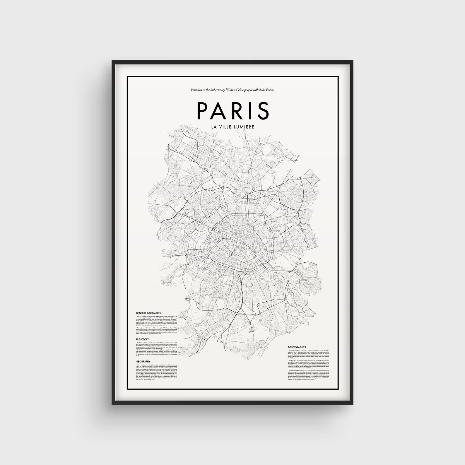 Minimal Paris Map Poster Black & White Minimal Print Poster | Etsy | Etsy (US)