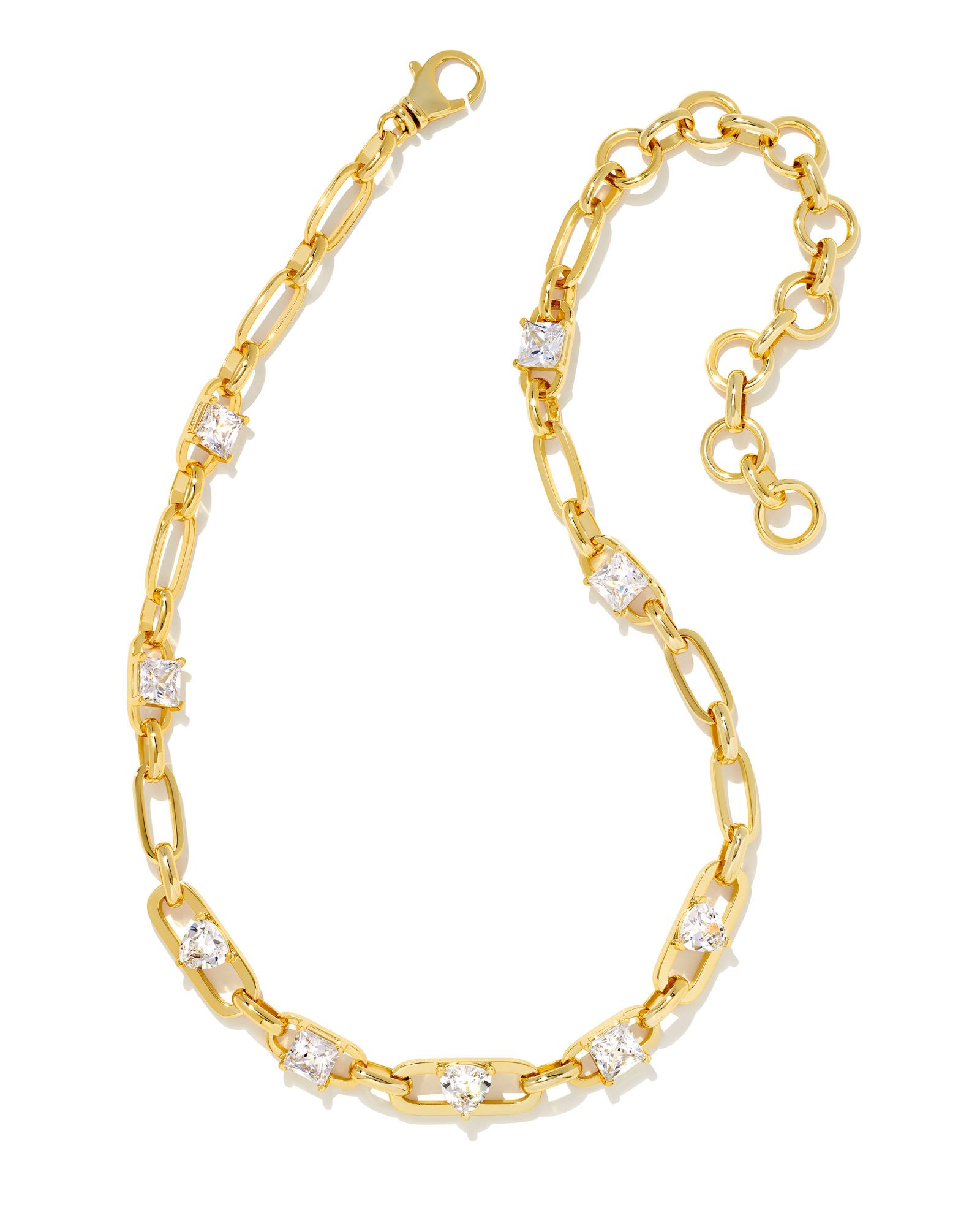 Blair Gold Jewel Chain Necklace in White Crystal | Kendra Scott