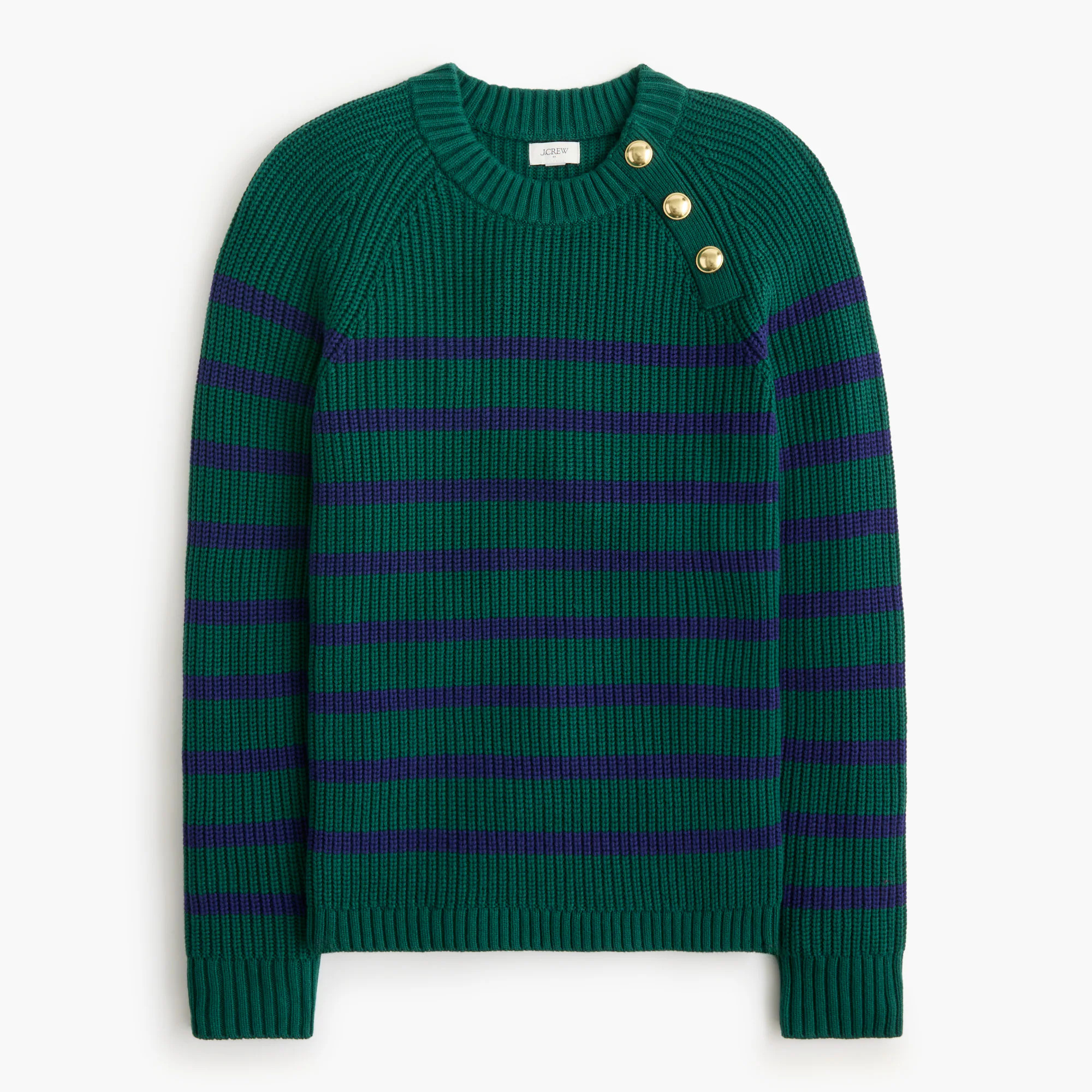 Striped button-shoulder sweater | J.Crew Factory