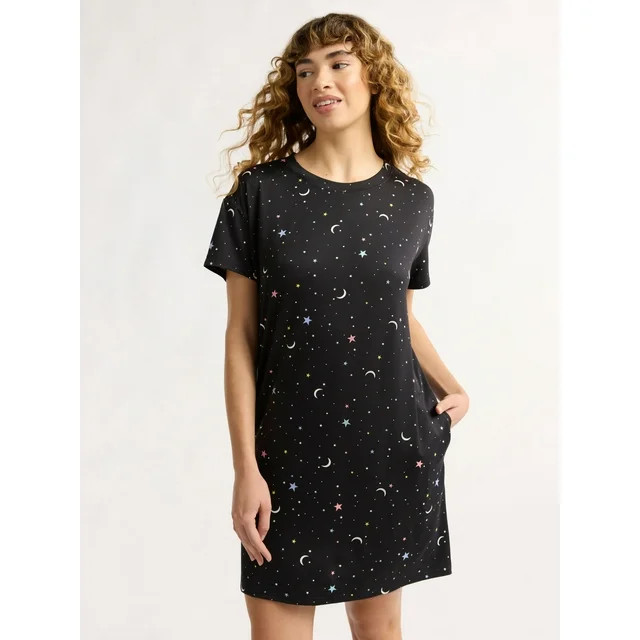 Joyspun Women's Short Sleeve Sleepshirt, Sizes S/M to 2X/3X - Walmart.com | Walmart (US)