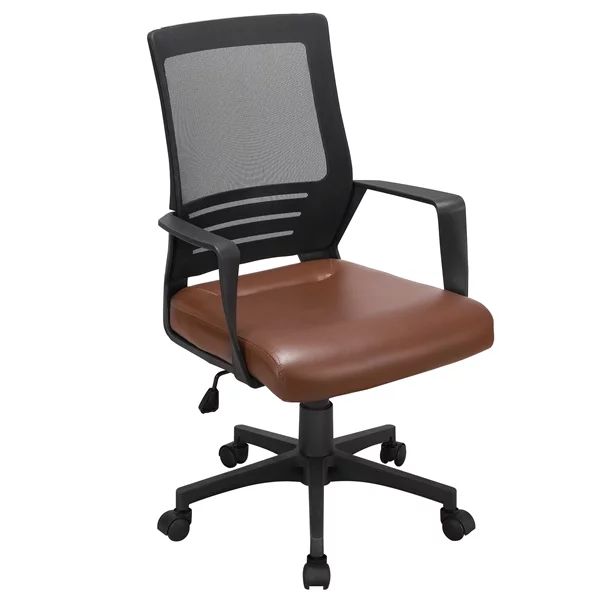 Smilemart Leather Midback Manager’s Chair with Lumbar Support, Brown | Walmart (US)