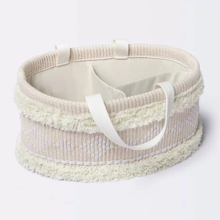Tufted Fabric Diaper Caddy Storage Basket - Khaki and Cream - Cloud Island™ | Target