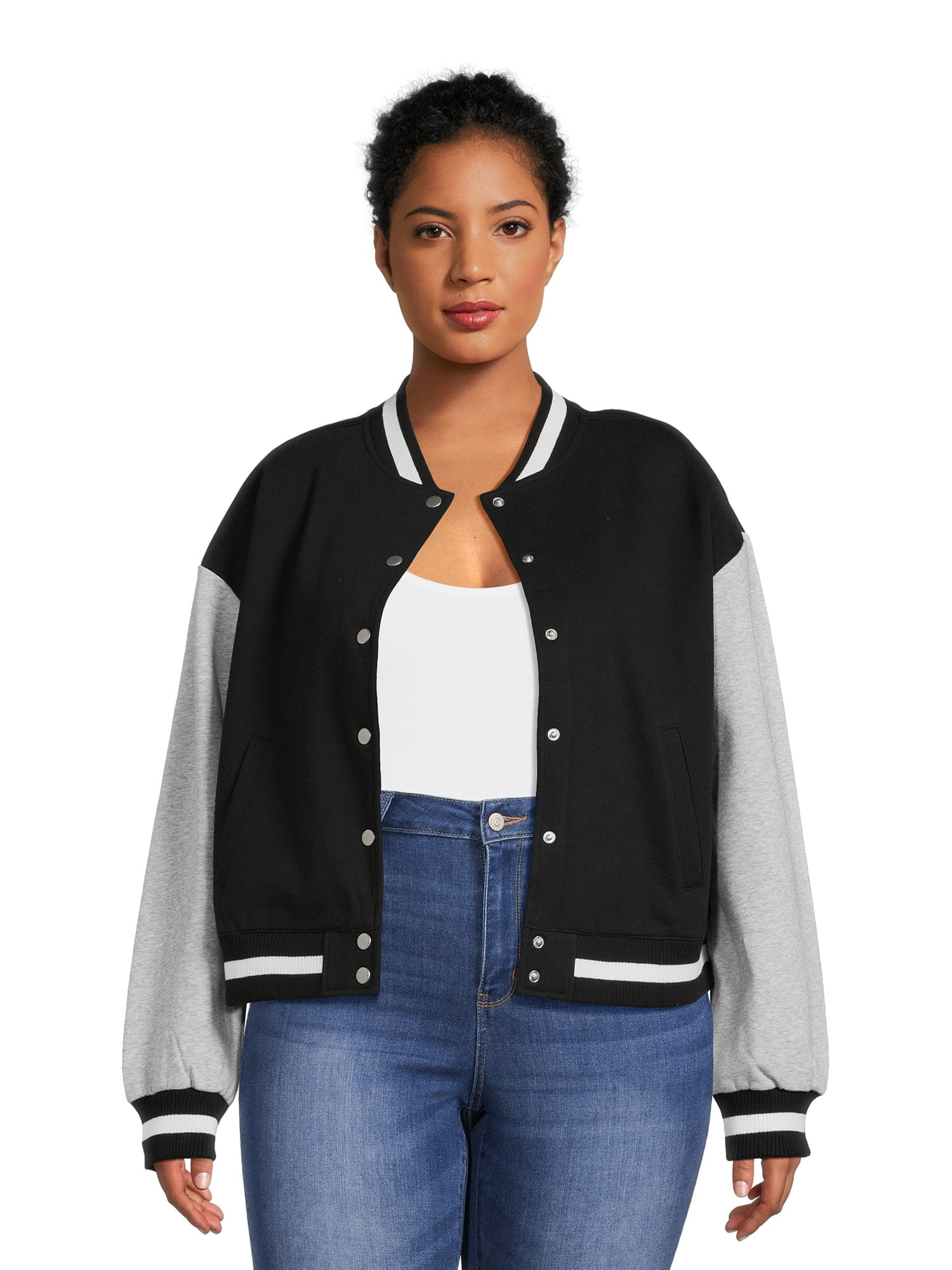 No Boundaries Juniors Plus Varsity Bomber Jacket | Walmart (US)