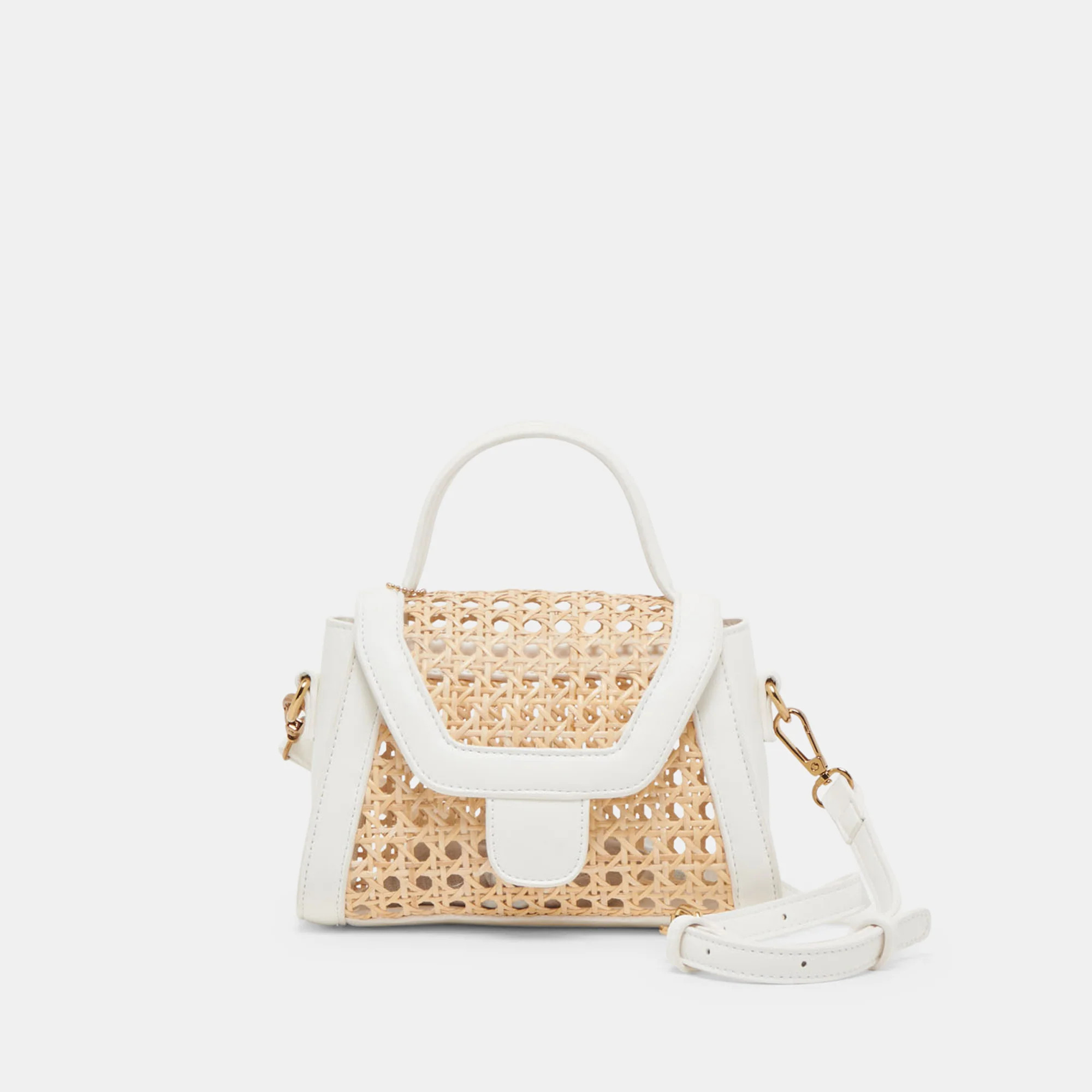 TROPEZ CROSSBODY WHITE NATURAL CANE | DolceVita.com