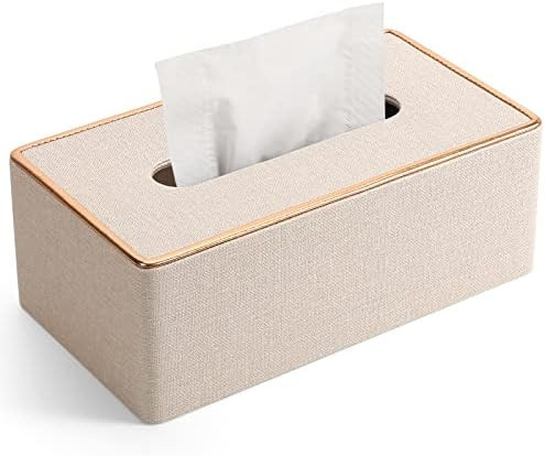 Tissue Box Cover, PU Leather Tissue Box Holder Rectangular Kleenex Box Covers for Home/Office/Car... | Amazon (US)