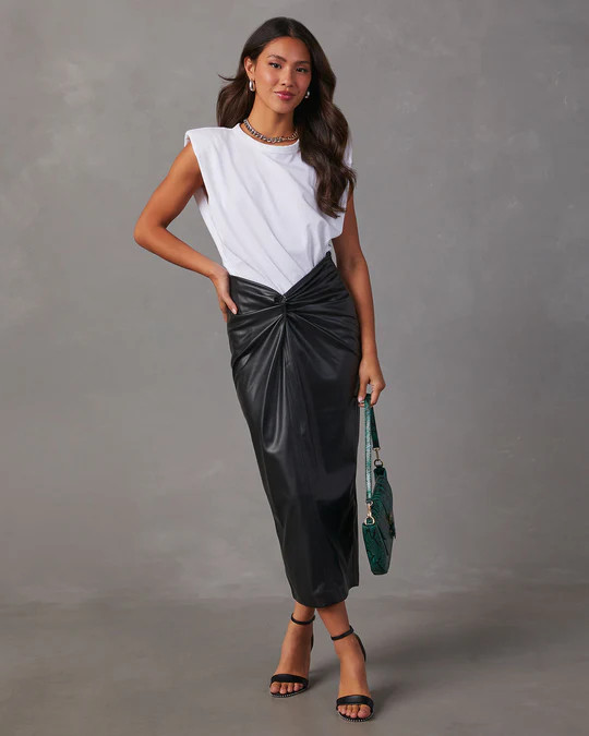 Kira Faux Leather Twist Front Maxi Skirt | VICI